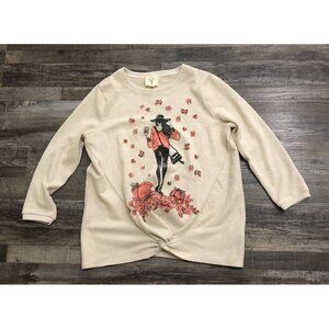 Colortree Women's Pumpkin Patch Twist Front Studded Top Large